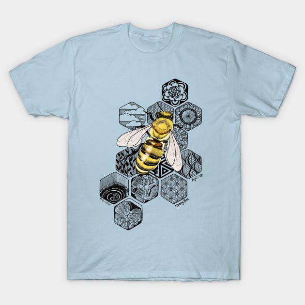 Golden Honey Bee Doodle T-Shirt by mernstw